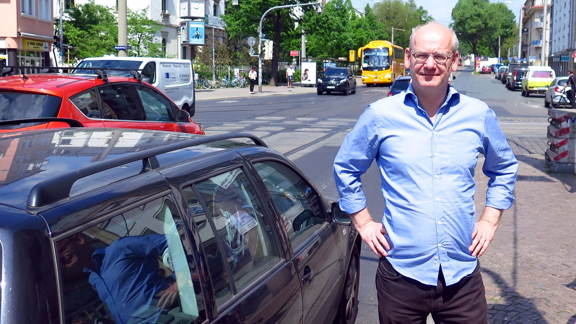 Neustadtgrüner Johannes Lichdi an der Königsbrücker Straße