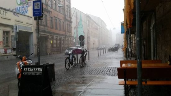 Neustadt-Regen: Der eine oder andere Tropfen fand gestern den Boden in der Neustadt. Foto: Gehilfe Oph