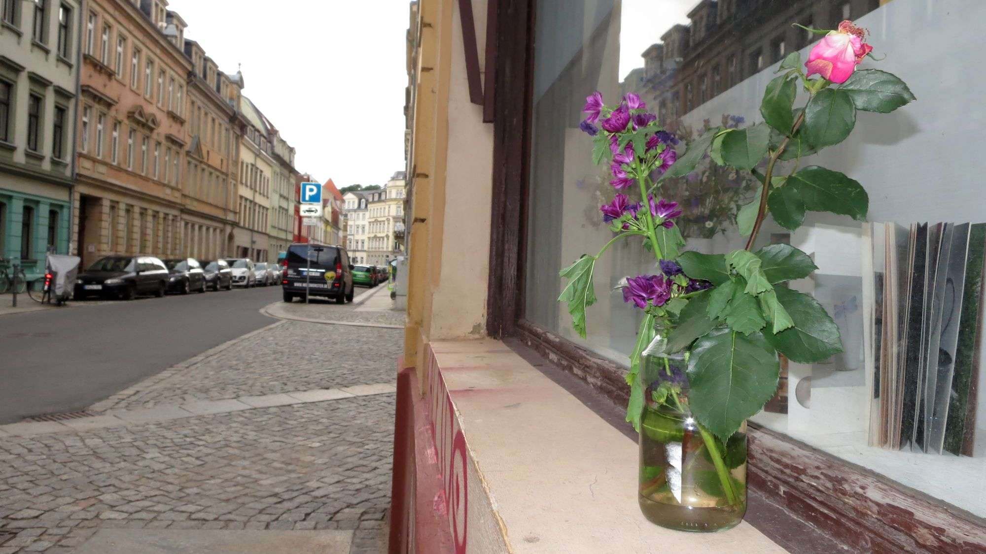 Blumen auf der Prießnitzstraße