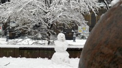 Ruck-Zuck war der erste Schneemann fertig.