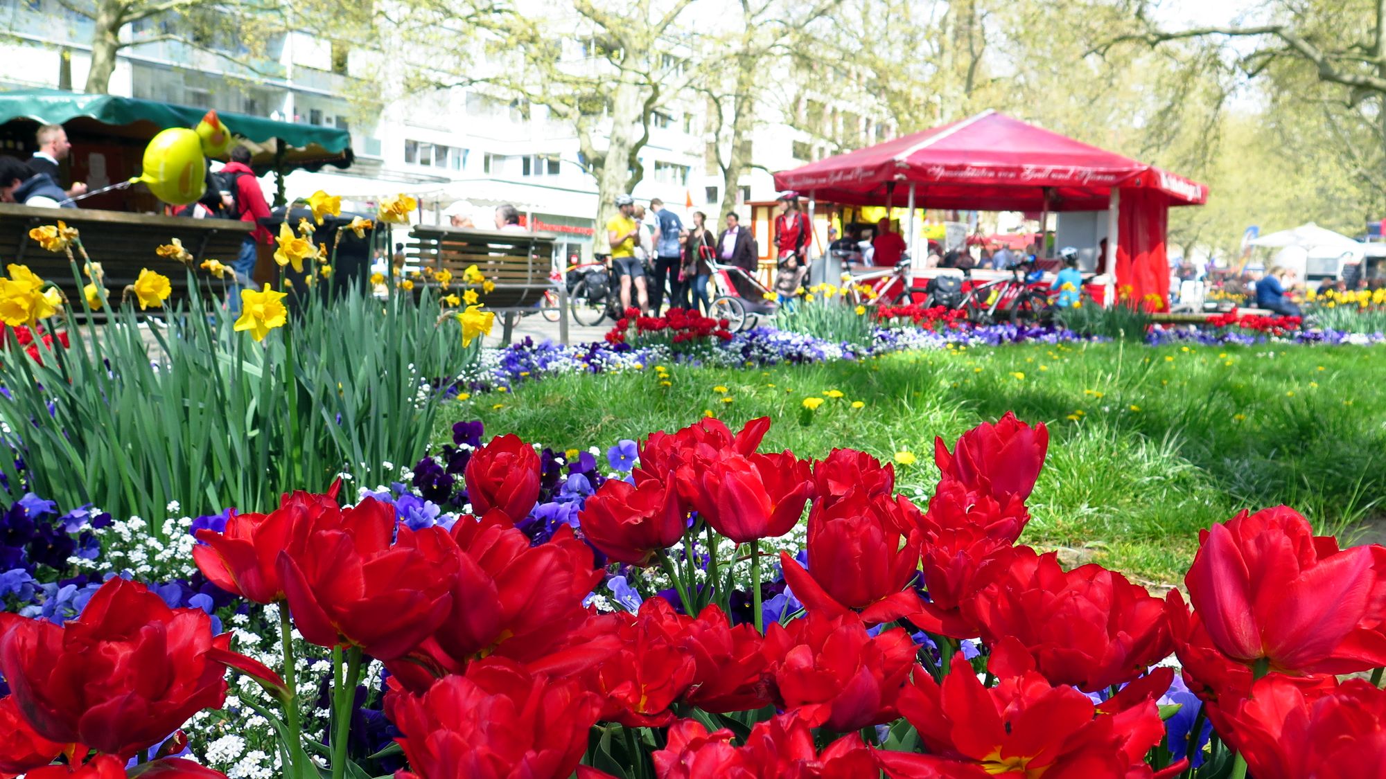 Frühlingsfest auf der Hauptstraße.