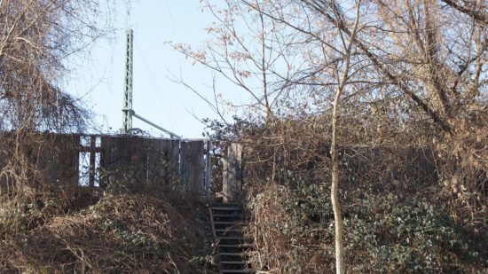 Der Aufstieg auf den Bahndamm