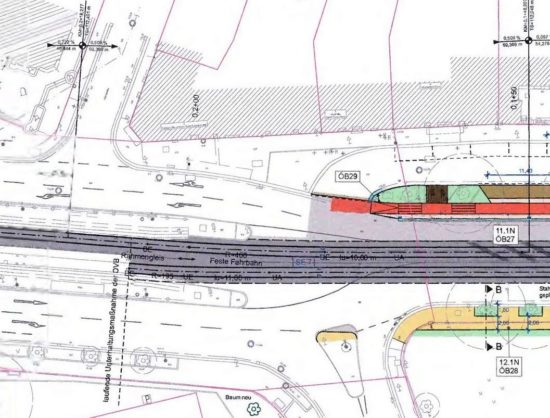 Der Lageplan des Regierungspräsidiums zeigt es: der Radweg endet mitten auf der Bautzner Straße.