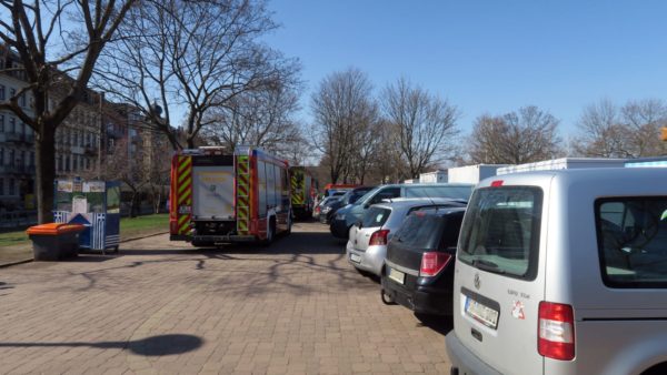 Auch die Feuerwehr nutzte den großen Parkplatz.