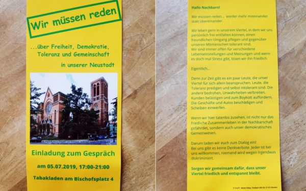 Flyer mit Gesprächsangebot