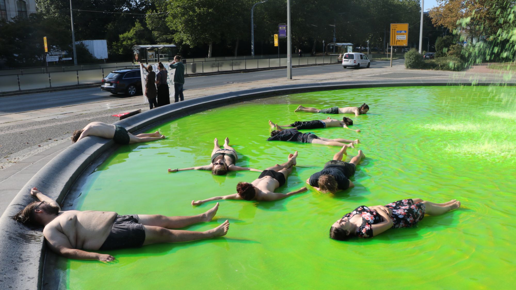 Protestaktion im Brunnen am Palaisplatz - Foto: XR