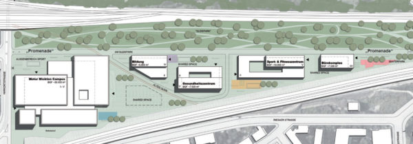 Die Projektstudie zeigt klare Vorstellungen von der Nutzung des Geländes. Visualisierung: Ipro Consult