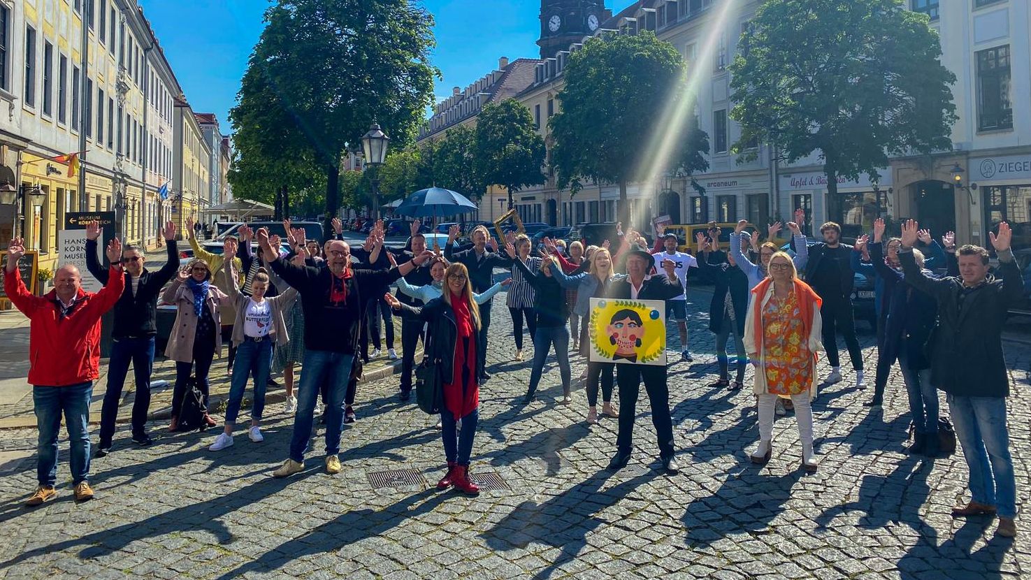 Die Gewerbetreibenden des Barockviertels signalisieren ihren Kund*innen: "Wir sind wieder da!"