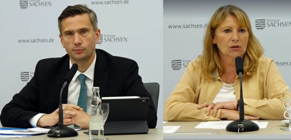 Wirtschaftsminister Martin Dulig (SPD) und Gesundheitsministerin Petra Köpping (SPD) erläuterten heute auf einer Pressekonferenz die neue Corona-Schutz-Verordnung