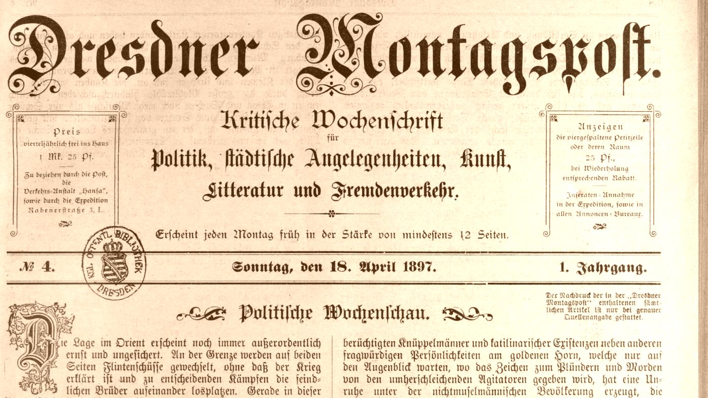 Dresdner Montagspost von 1897.