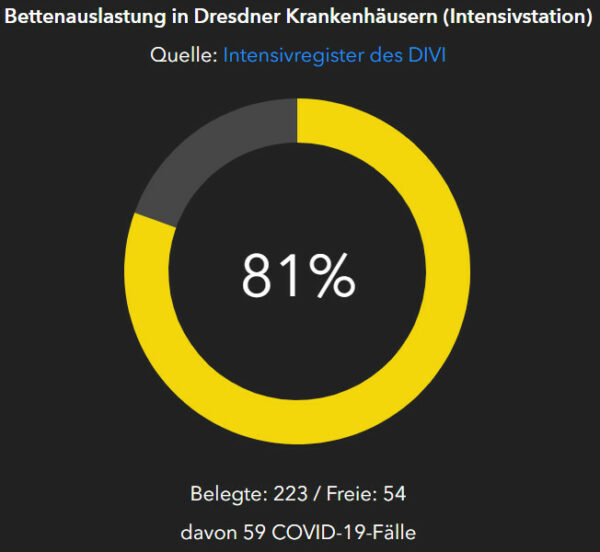 Bettenauslastung der Dresdner Krankenhäuser