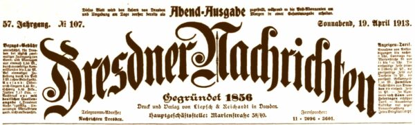 Dresdner Nachrichten vom April 1913