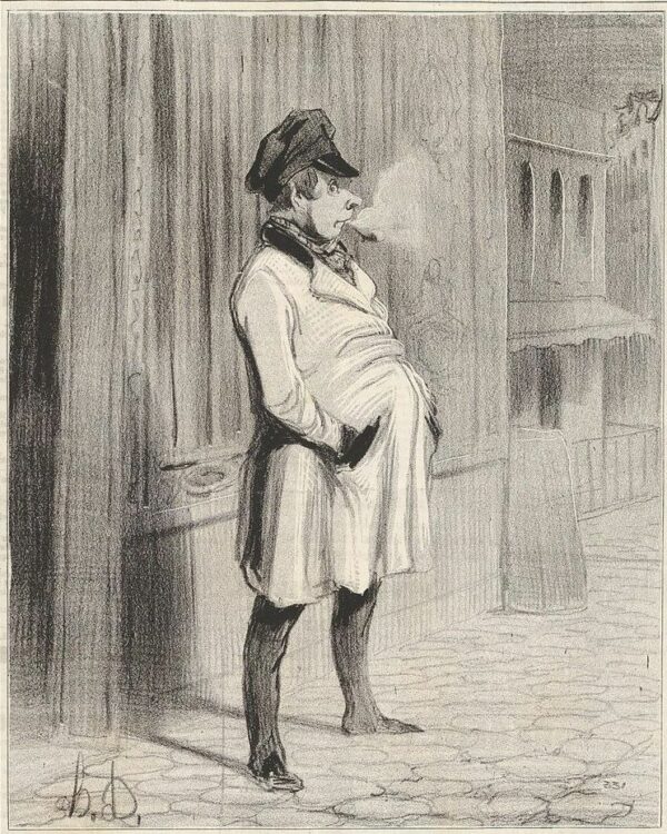 Le claqueur Zeichnung von Honoré Daumier, Mitte des 19. Jahrhunderts