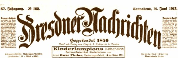 Dresdner Nachrichten vom 14. Juni 1913