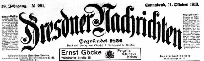 Dresdner Nachrichten vom 11. Oktober 1913