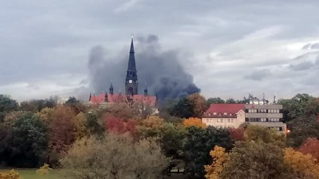 Die Rauchwolke war am Morgen auch vom Bischofsweg aus gut zu sehen. Foto: Lenny B,