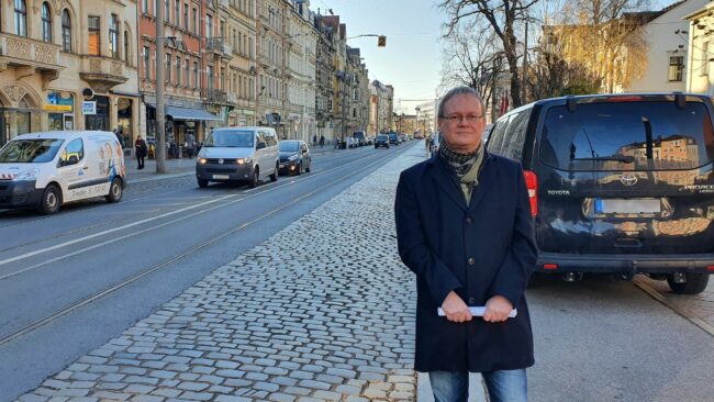 Linken-Stadtrat Thilo Wirtz an der Königsbrücker Straße