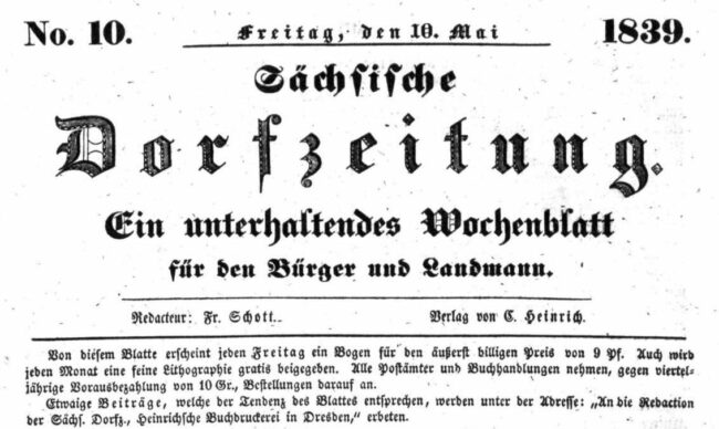 Sächsische Dorfzeitung von 1839