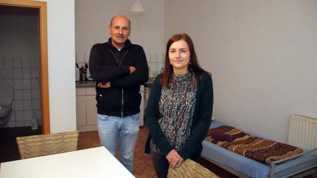 Betreuen Wohnungslose im Hecht-Viertel Thomas Wolter und Cindy Mißbach