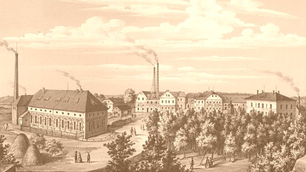 Chocoladen-Fabrik von Jordan und Timaeus aus dem Album der Sächsischen Industrie, 1856