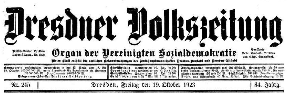 Dresdner Volkszeitung - das Organ der Vereinigten Sozialdemokratie