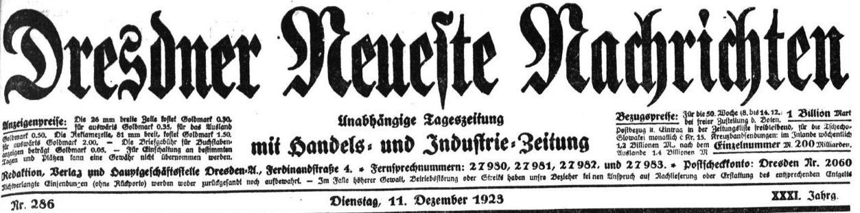 Dresdner Neueste Nachrichten vom 11. Dezember 1923