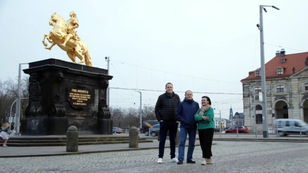 Sie wollen gern die Große Meißner Straße nach unten legen. Johannes Schwenk, Gunter Thiele und Barbara Oelke vom CDU-Kreisverband Dresden-Neustadt. Foto: Anton Launer