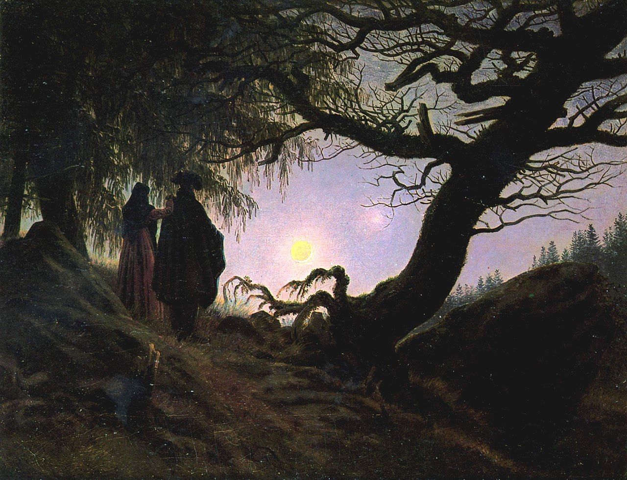 Caspar David Friedrich, Mann und Frau in Betrachtung des Mondes, 1824