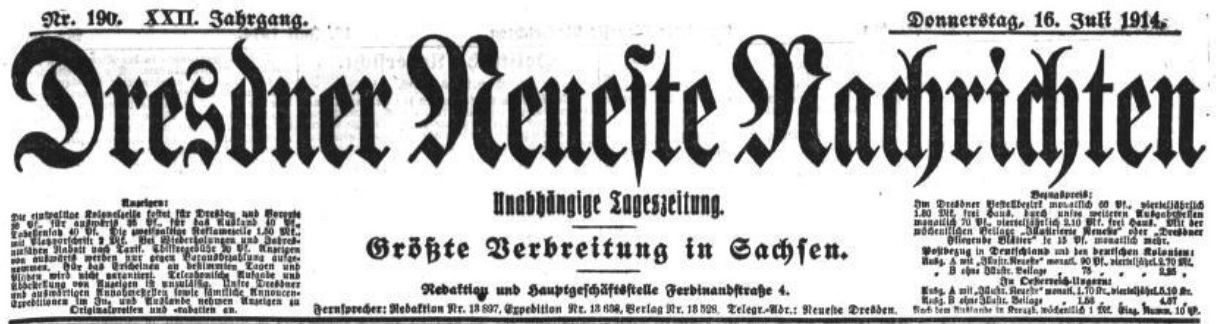 Dresdner Neueste Nachrichten vom 16. Juli 1914