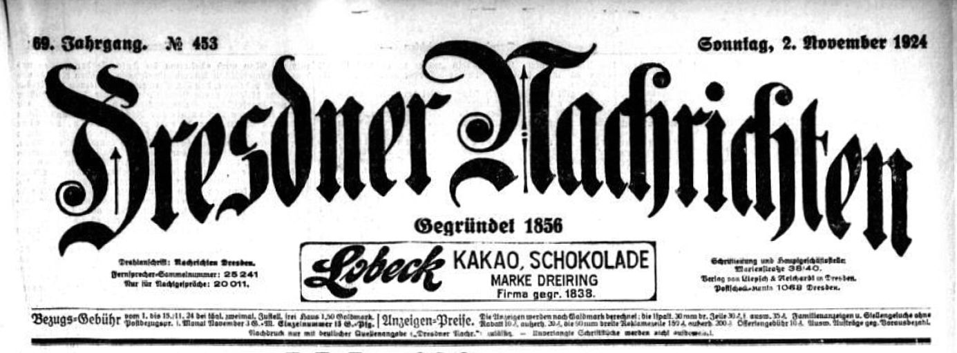 Dresdner Nachrichten vom 2. November 1924