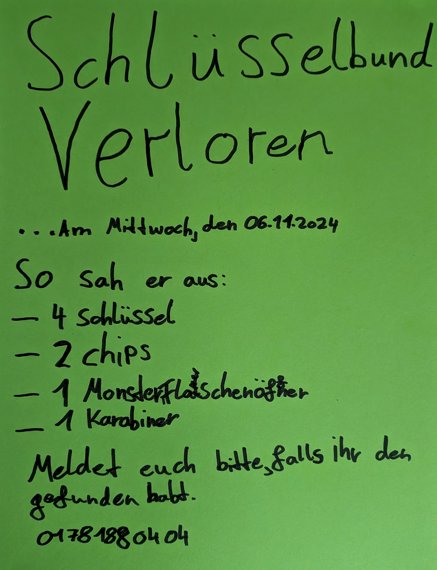 Schlüsselbund verloren