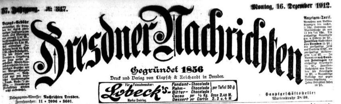 Dresdner Nachrichten vom 16. Dezember 1912