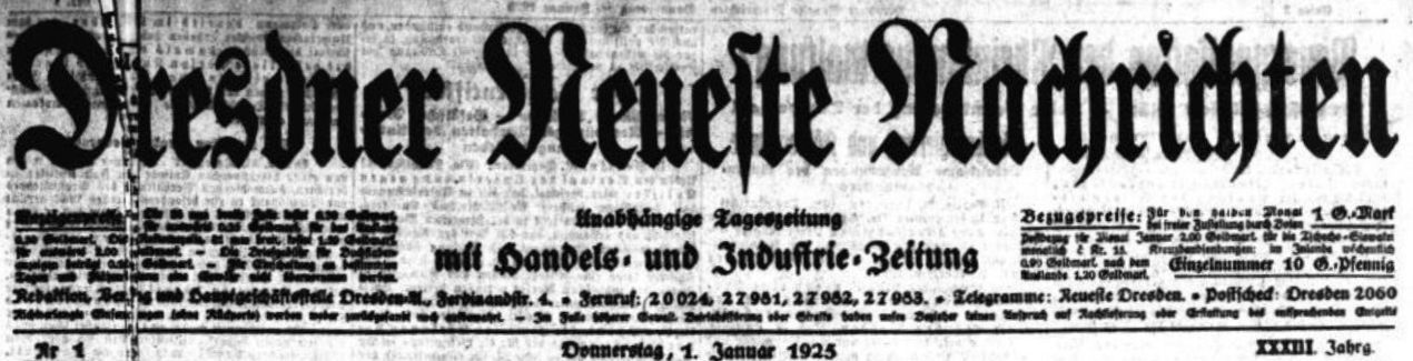 Dresdner Neueste Nachrichten vom 1. Januar 1925