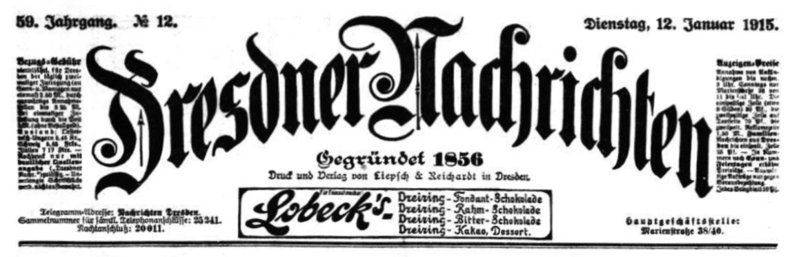 Dresdner Nachrichten vom Januar 1915