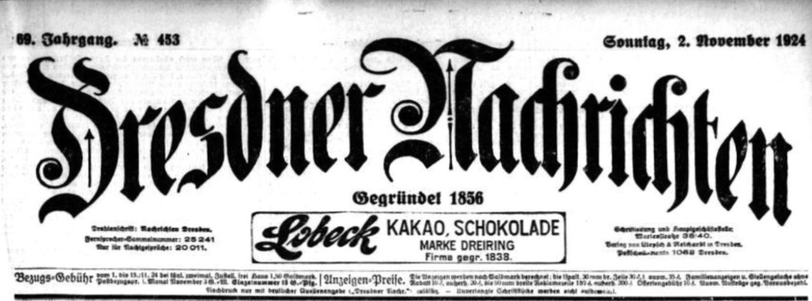 Dresdner Nachrichten vom 2. Nobvember 1924