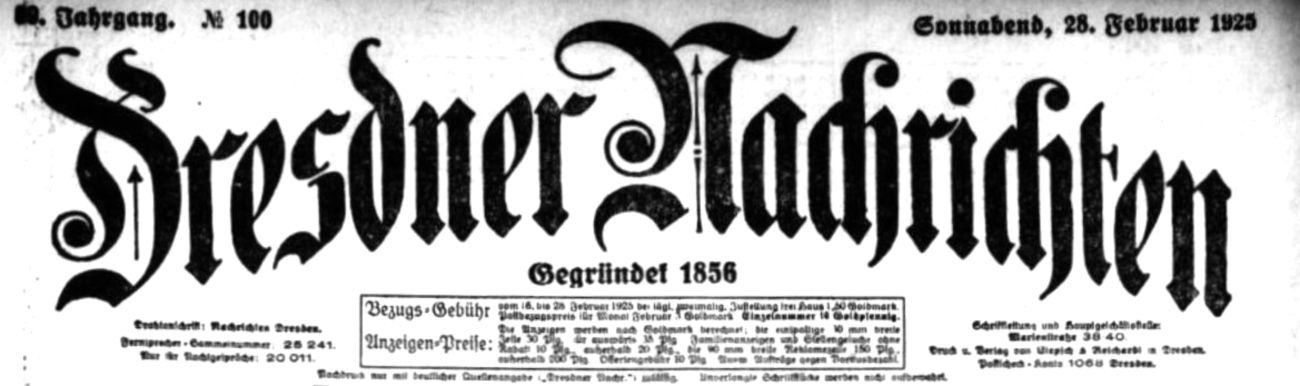 Dresdner Nachrichten vom 28. Februar 1925