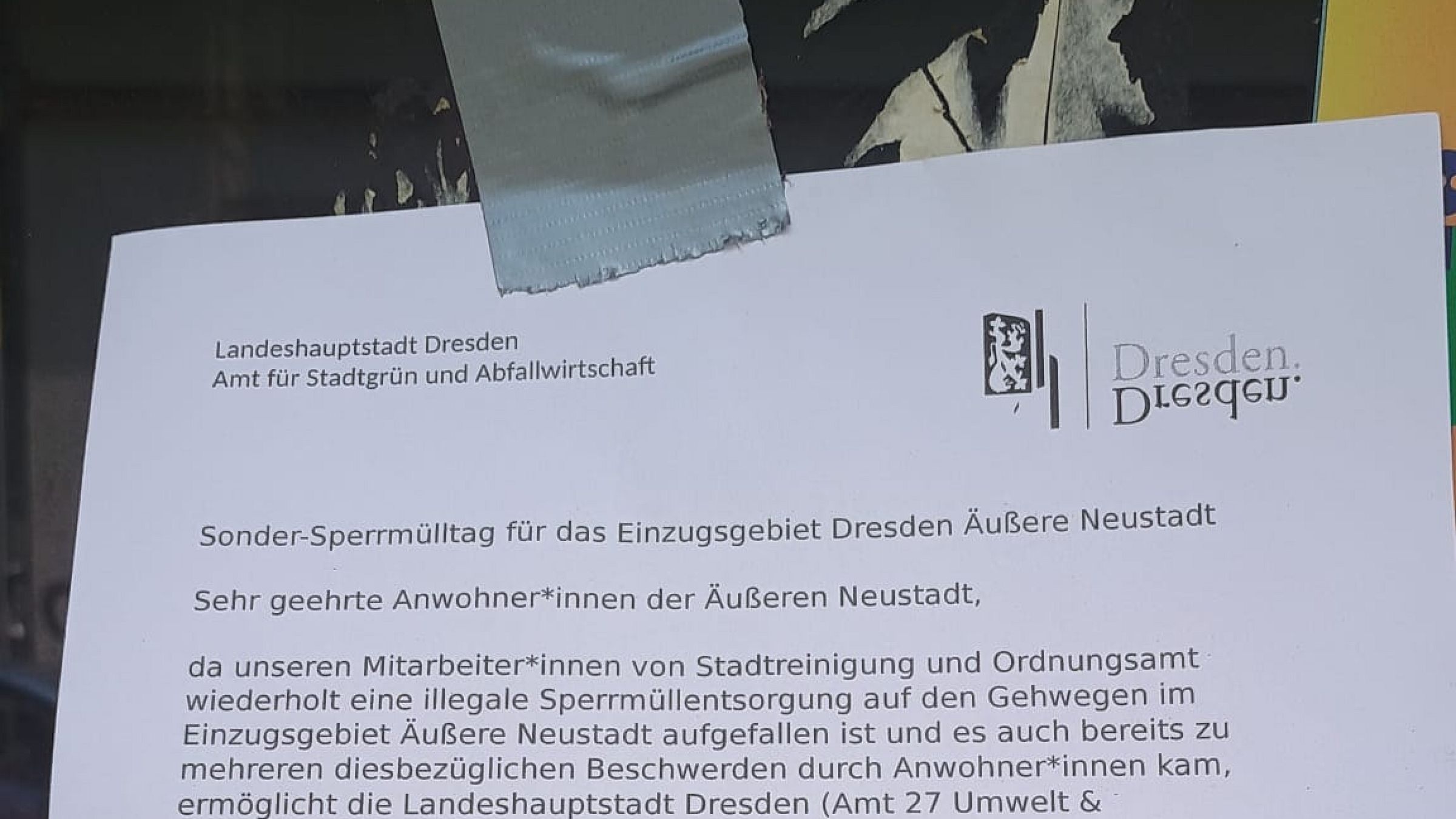 Falscher Aushang zum Sperrmülltag