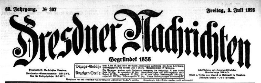 Dresdner Nachrichten vom 3. Juli 1925