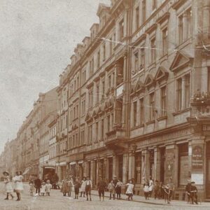 Ansicht der Louisenstraße/Ecke Kamenzer um 1900 - zeitgenössische Postkarte