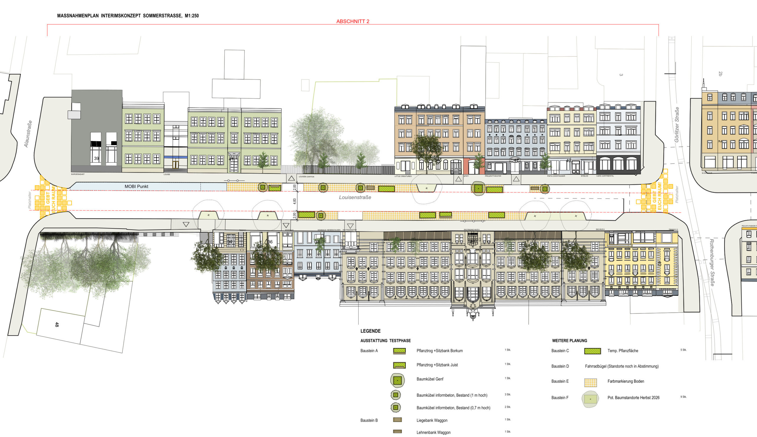In dem Bereich zwischen Rothenburger und Alaunstraße soll die "Sommerstraße" eingerichtet werden. Grafik: Stadtverwaltung