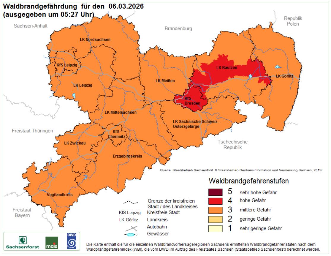 Waldbrandgefährdung in Sachsen - Grafik: Sachsenforst