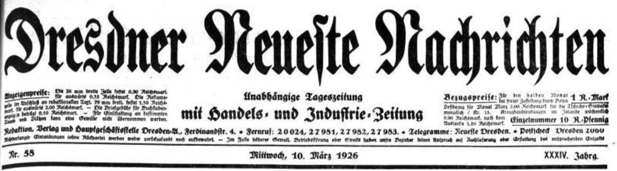 Dresdner Neueste Nachrichten vom 10. März 1926