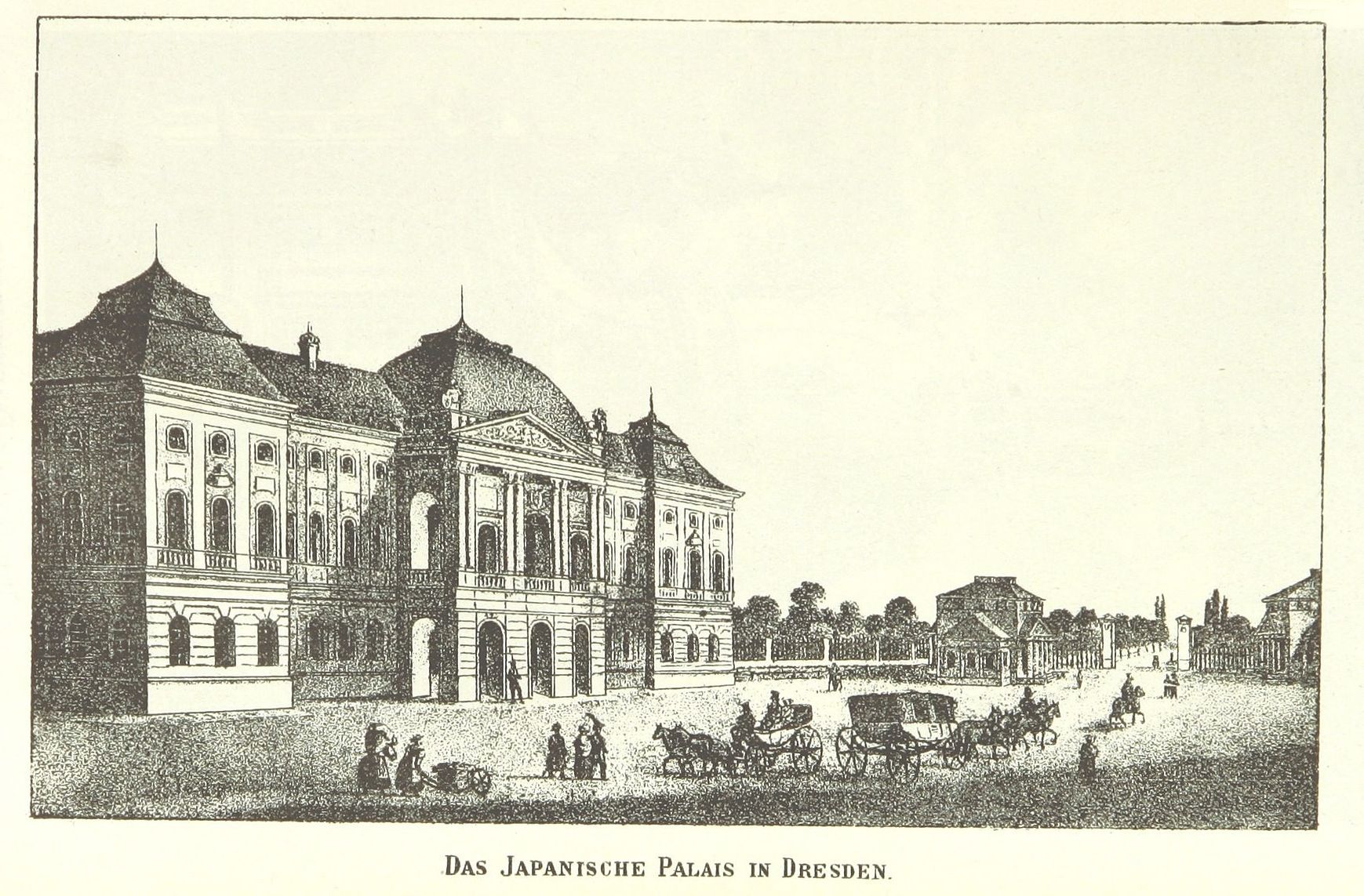 Japanisches Palais, zeitgenössische Zeichnung