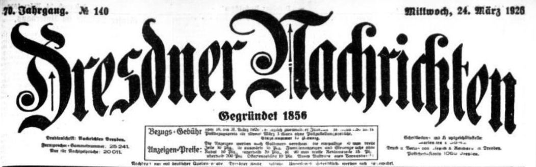 Dresdner Nachrichten vom 24. März 1926